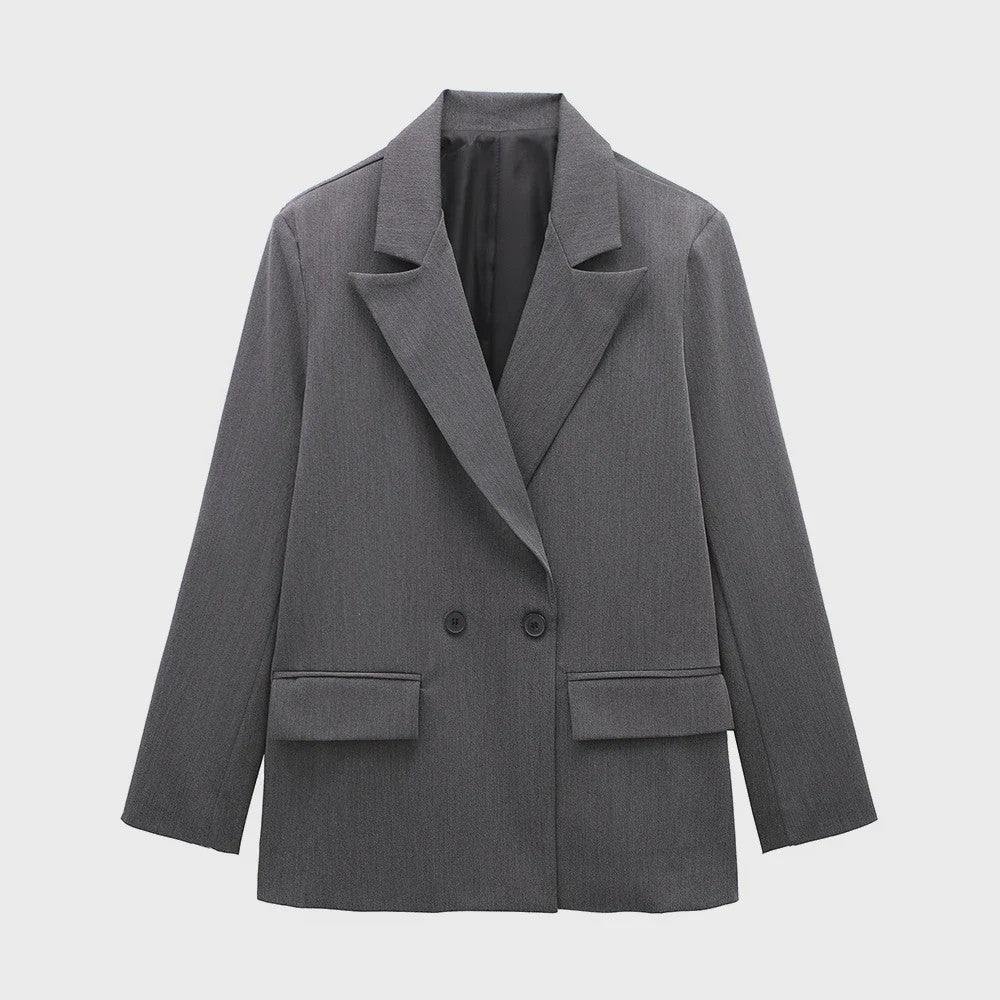 Dames Blazer met Zakken - Stijlvolle Dubbelzijdige Vintage Look