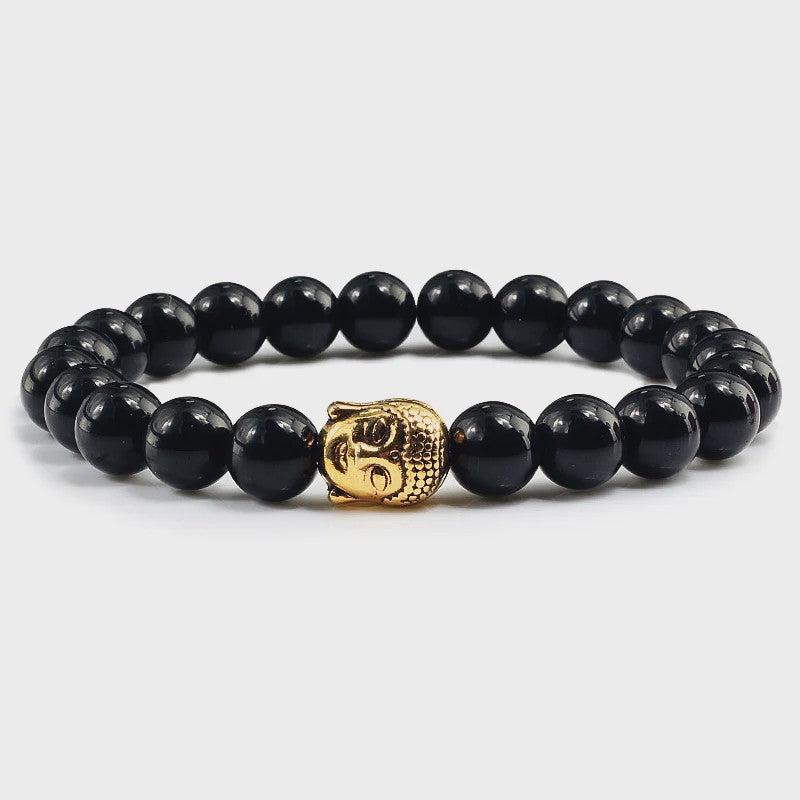 Buddha Hoofd Armband - Natuursteen & Lavasteen Kralen - Yoga & Gebedssieraden voor Dames en Heren