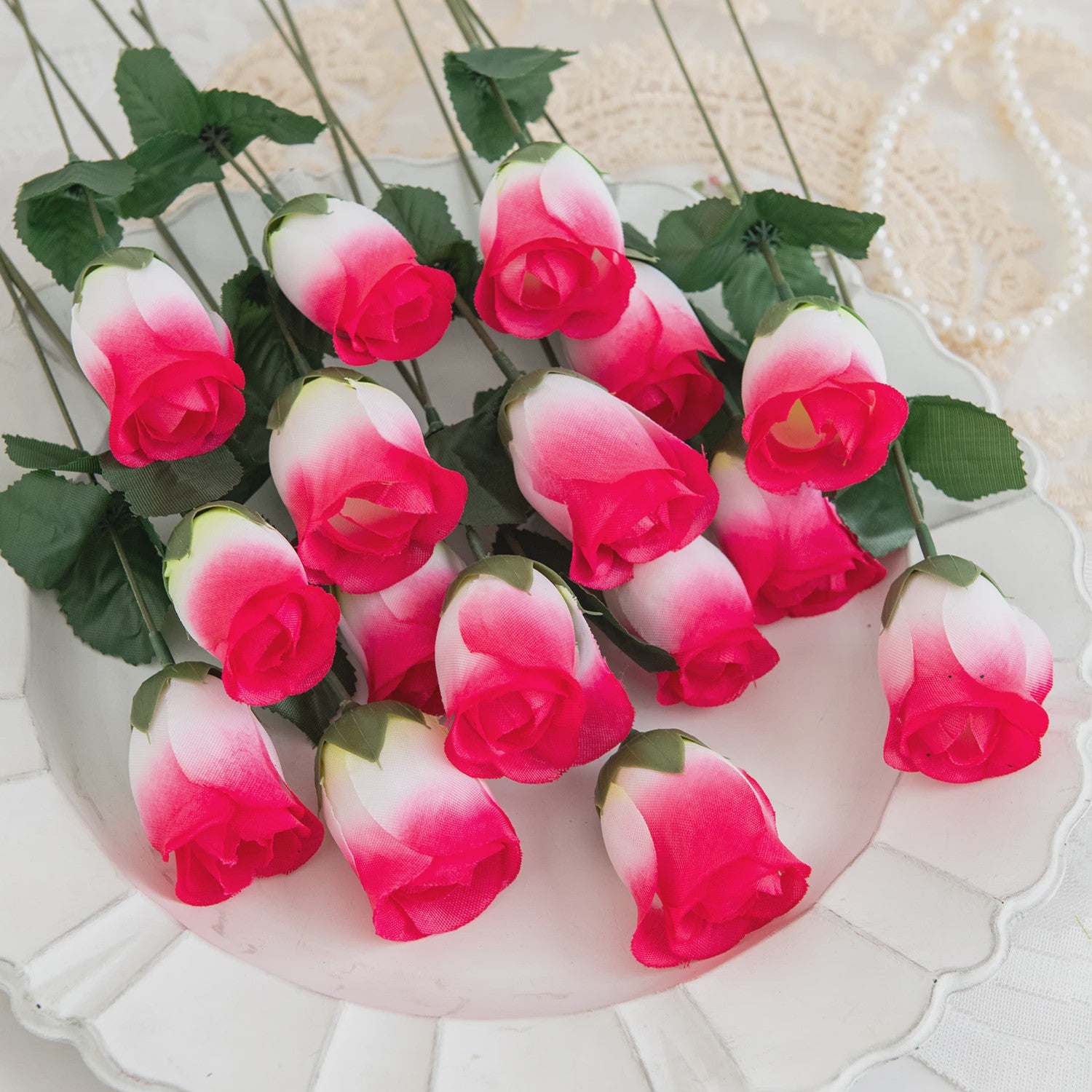 Boeket van 10 Rode Kunst Rozen met Vaas - Decoratie voor Huis, Tuin & Bruiloft