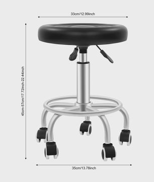 Verstelbare Bar Kruk met Wielen - 360° Draaibaar & 150kg Draagkracht