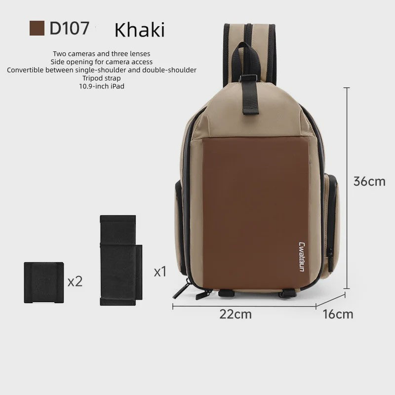 Veelzijdige Camera Schoudertas: Compacte Sling Bag & Rugzak voor DSLR, Lenzen en iPad