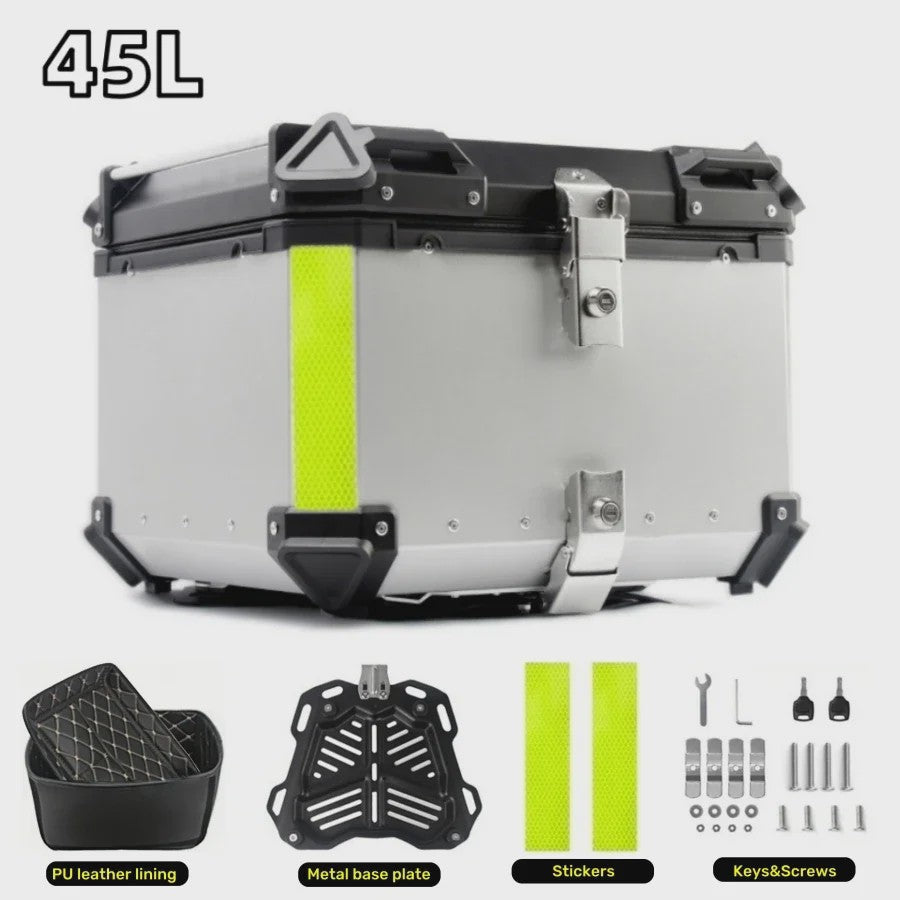 Waterdichte Aluminium Motor Topcase - 45L, 55L, 65L - Helmbox & Bagagebox