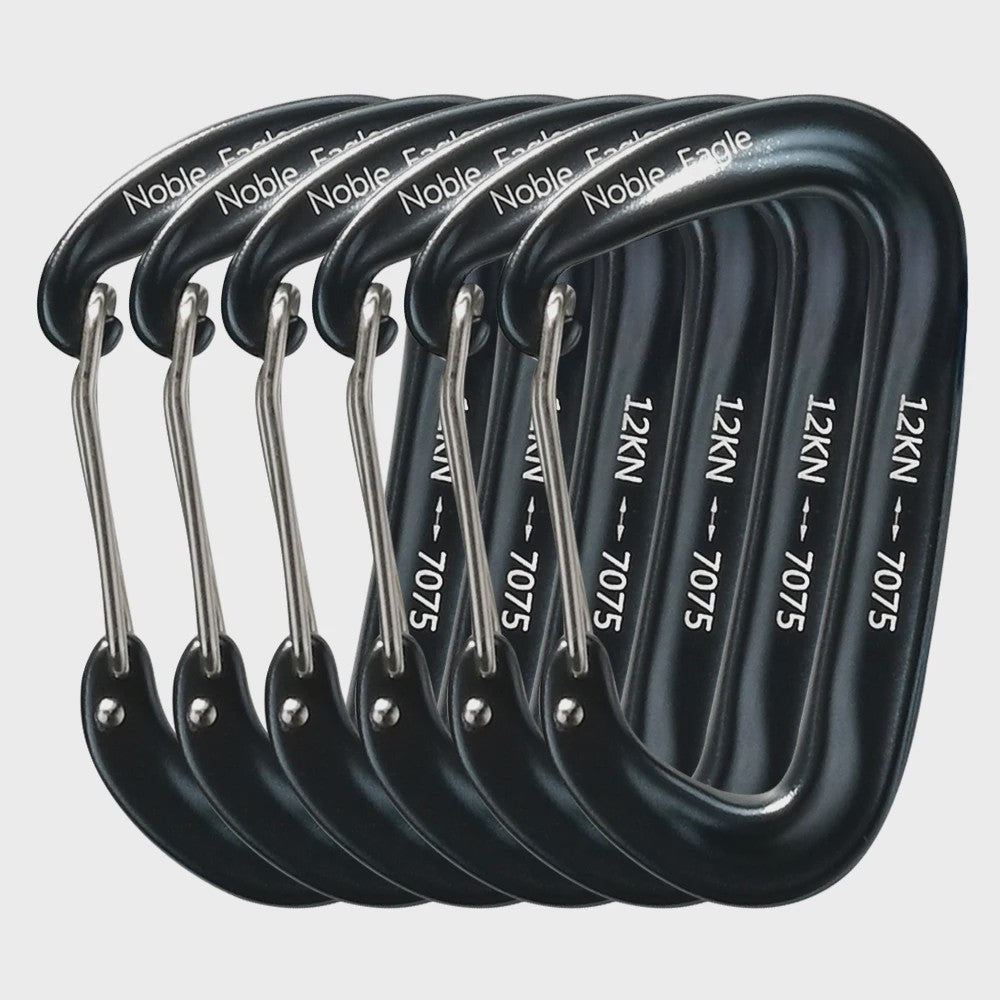 Set van 6 Karabiners 12kN D-Ring - Robuust Aluminium voor Outdoor & Klimmen