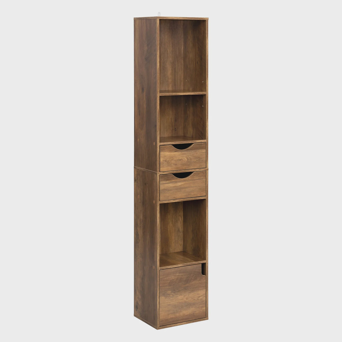 Hoge Smalle Boekenkast met Lades en Deur - Stijlvolle Opbergkast voor Woonkamer & Kantoor (158cm)