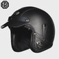 Retro Open 3/4 Motorhelm PU Leer - Stijlvol & Veilig met DOT Keurmerk
