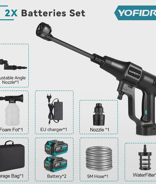 YOFIDRA 200 Bar Brushless Hogedruk Autowasser met 22L Emmer - Draadloos voor Makita 21V Accu