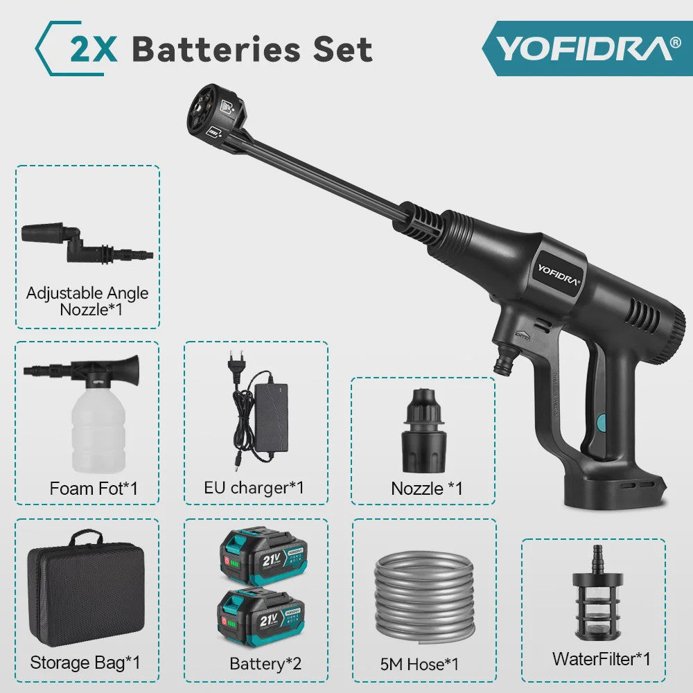 YOFIDRA 200 Bar Brushless Hogedruk Autowasser met 22L Emmer - Draadloos voor Makita 21V Accu