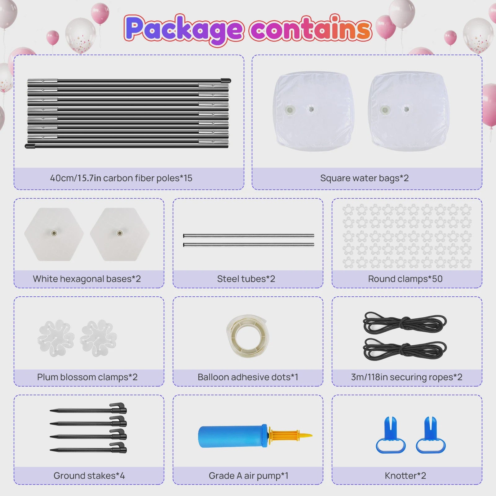 Verstelbare Ballonnenboog Kit 2.7m - Herbruikbaar Frame voor Feesten