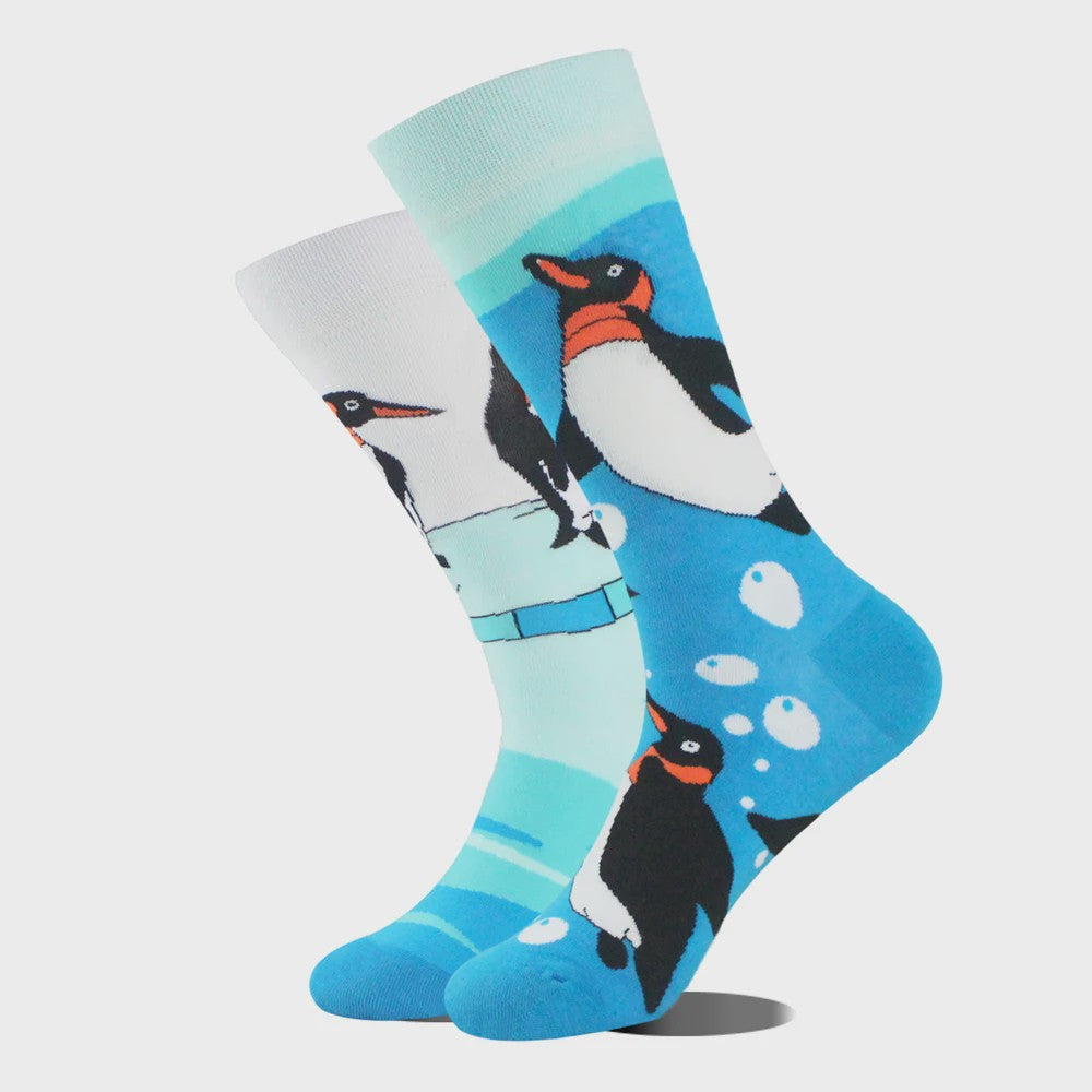 Grappige Heren Sokken met Dierenprint - Katoen, Mid-Length, Asymmetrisch Design