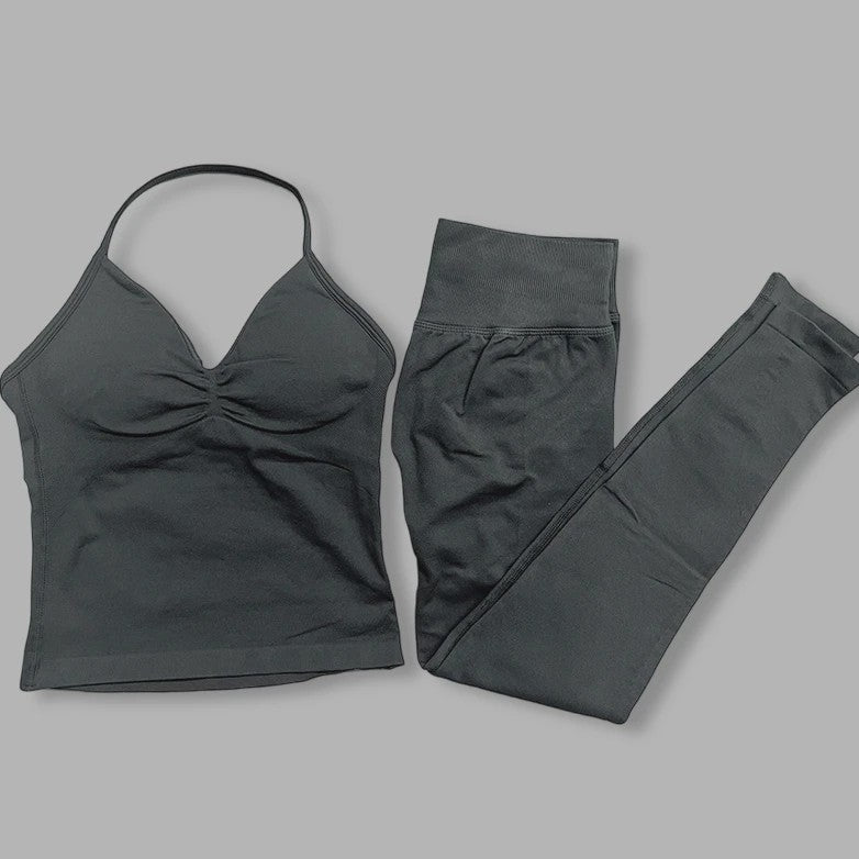 Dames Sportset: Backless Tanktop & Scrunch Seamless Legging
