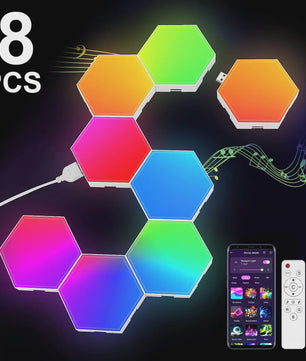 Slimme Hexagon LED Wandlampen met App & Muziek Sync - RGB Kleuren, DIY Ontwerp