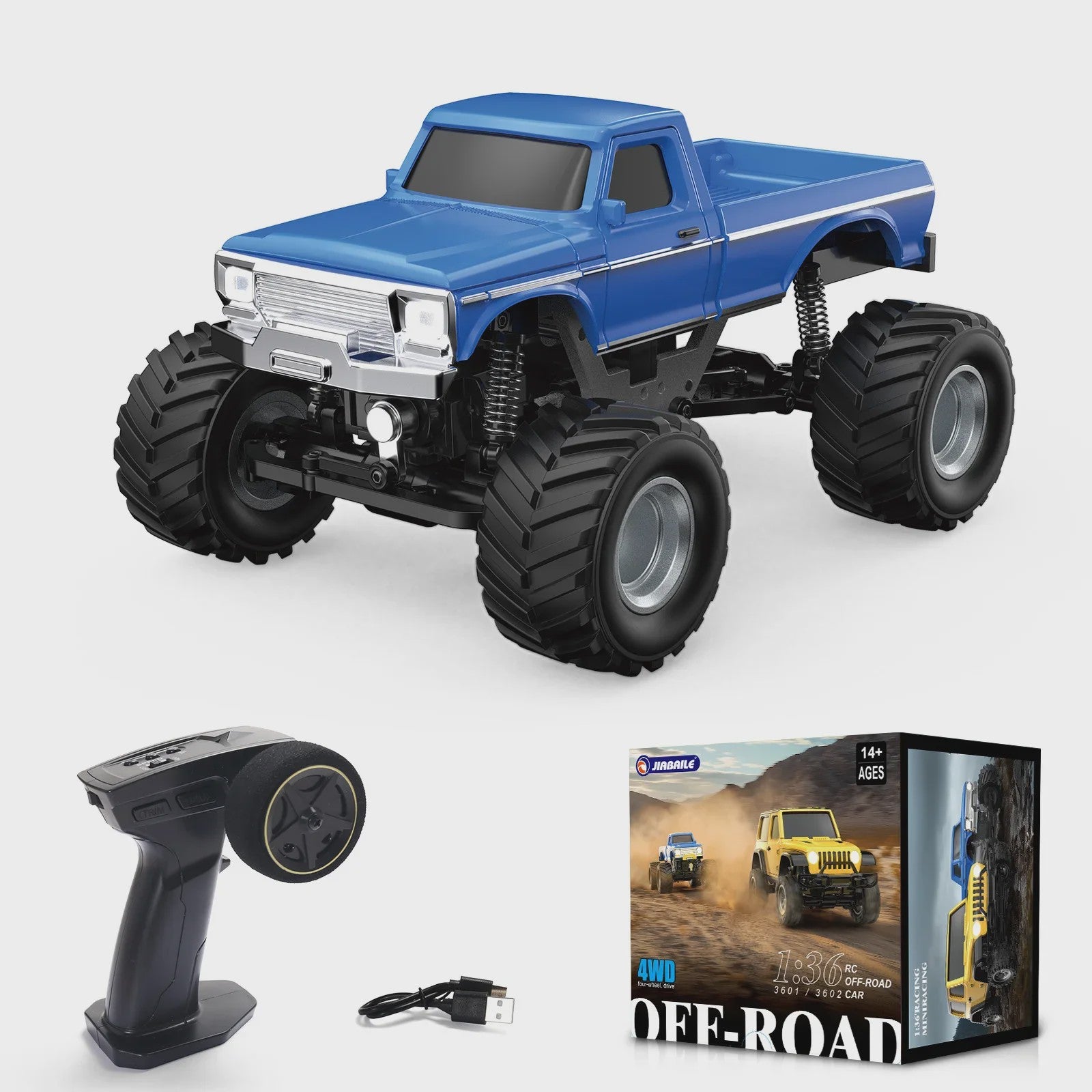 1:36 RC Crawler Off-Road Auto 4WD Elektrisch Afstandsbediening Voertuig met LED Verlichting - RTR