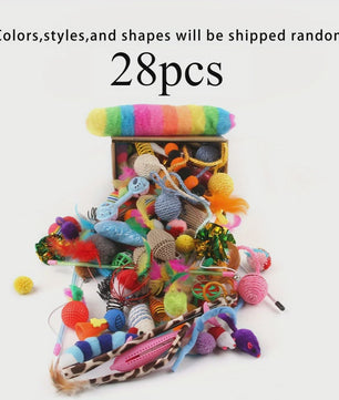 Grote Mix Katten Speelgoed Set (14/28/56 Stuks) - Plastic & Pluche Speeltjes voor Uren Plezier