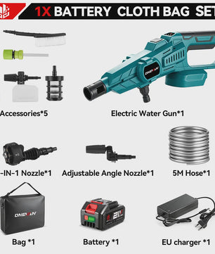 ONEVAN Krachtige Accu Hogedrukreiniger 3500W - 200Bar - Voor Makita Batterijen