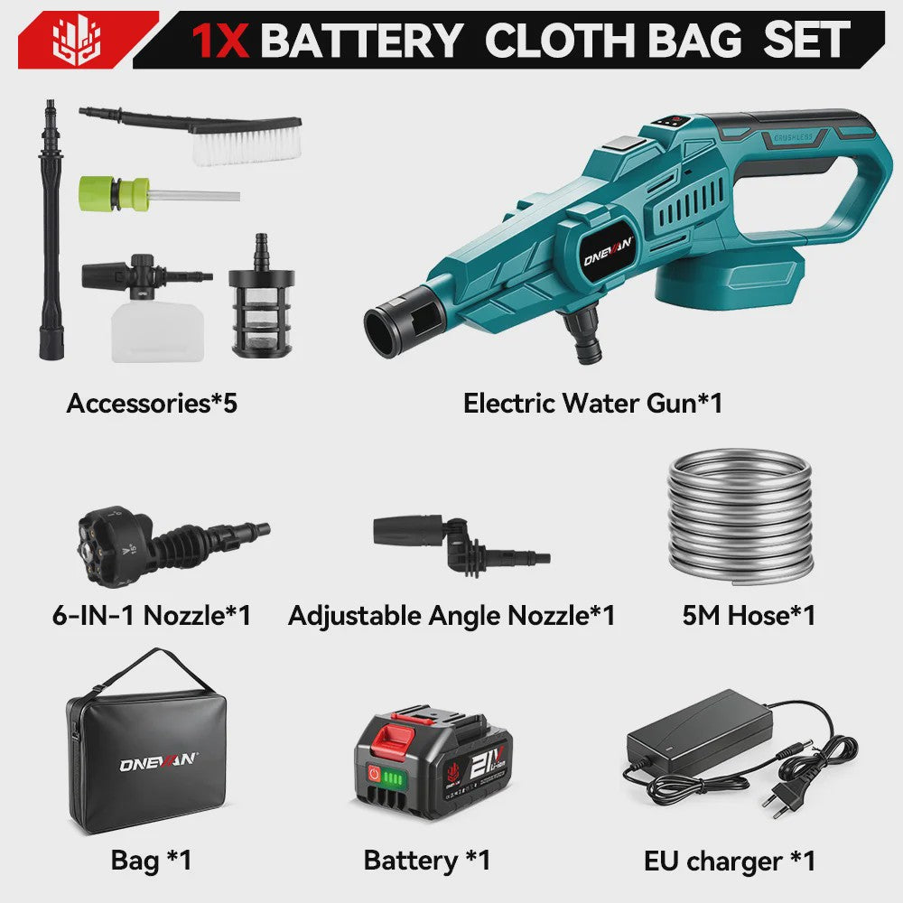ONEVAN Krachtige Accu Hogedrukreiniger 3500W - 200Bar - Voor Makita Batterijen