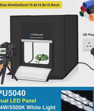 PULUZ 40CM Fotografie Lightbox - Dimbare Dual LED Studio Tent met 6 Kleuren Achtergronden