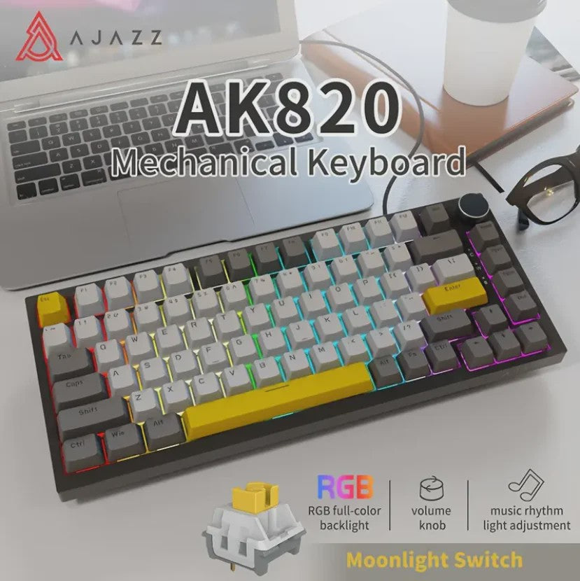 AJAZZ AK820 Mechanisch Gaming Toetsenbord 75% Layout met Volumeknop & RGB