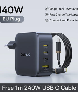 Baseus 140W GaN Snellader - Krachtige PD USB-C Oplader voor Laptop, Tablet & Smartphone