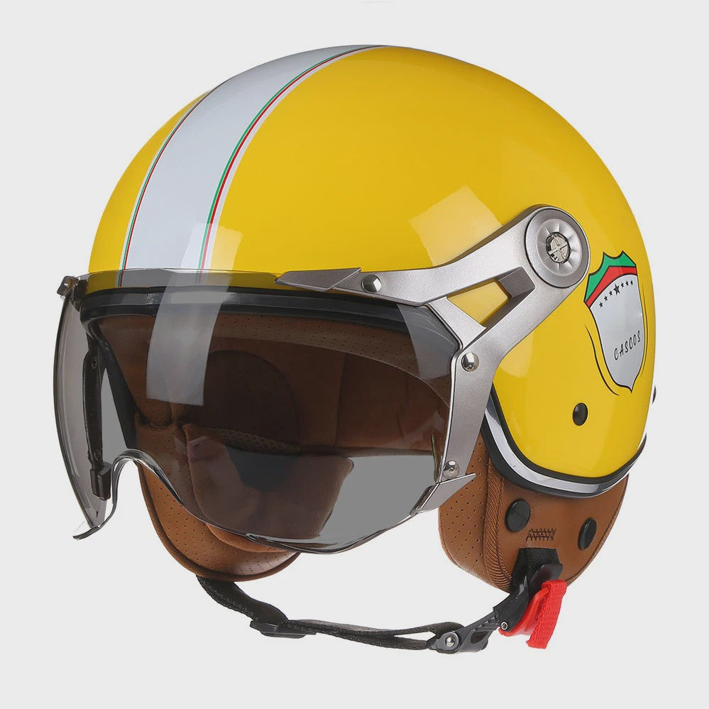 Retro Open Face Motorhelm 3/4 Vintage Chopper Scooter Helm - DOT Goedgekeurd