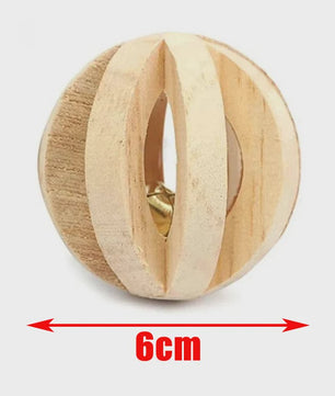 Natuurlijk Houten Speelgoed Set voor Knaagdieren, Konijnen & Hamsters - Kauwspeelgoed met Bel & Bal