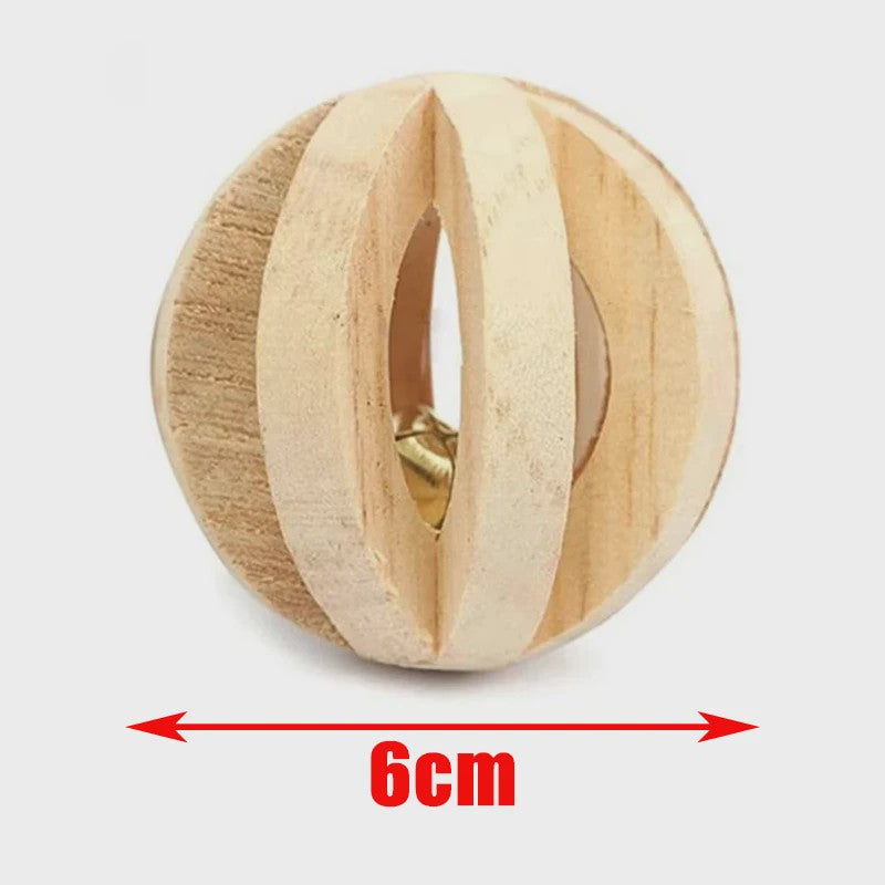 Natuurlijk Houten Speelgoed Set voor Knaagdieren, Konijnen & Hamsters - Kauwspeelgoed met Bel & Bal
