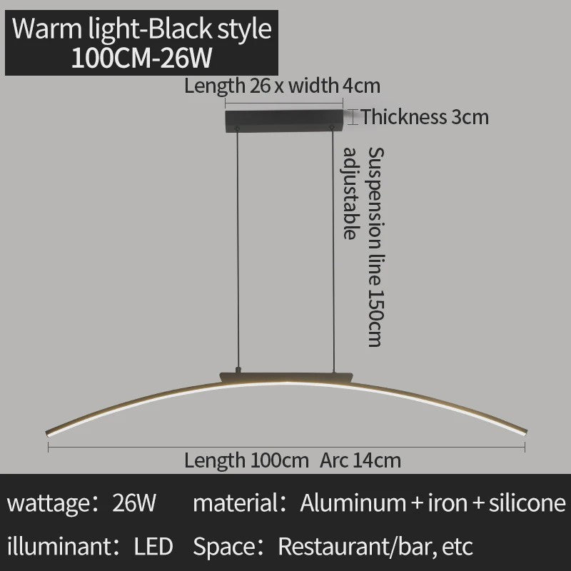 Moderne LED Boog Hanglamp - Stijlvolle Verstelbare Plafondlamp voor Eetkamer & Keuken