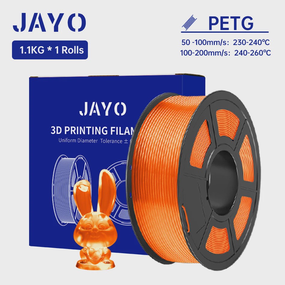 JAYO PETG 3D Printer Filament - 1.75mm Clear, 1.1kg, Hoge Taaiheid, Net Gewikkeld