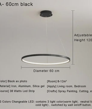 Moderne Minimalistische LED Ring Plafondlamp - Stijlvolle Hanglamp voor Woonkamer & Eetkamer