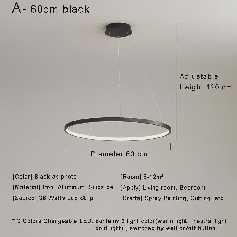 Moderne Minimalistische LED Ring Plafondlamp - Stijlvolle Hanglamp voor Woonkamer & Eetkamer