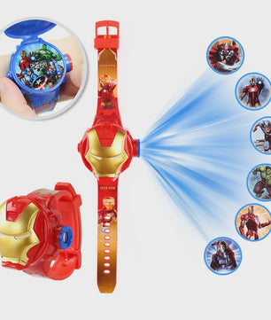 Projectie Kinderhorloge met Superhelden - Spiderman, Iron Man, Captain America & Hulk