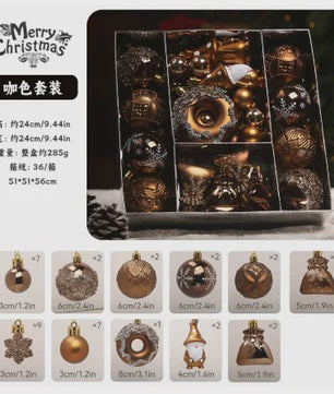 Luxe Kerstballen Set (60 Stuks) met Donut, Gnome & Sneeuwvlok Ornamenten - Goudkleurig