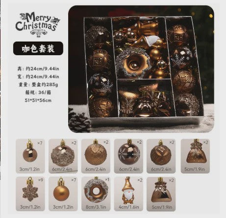Luxe Kerstballen Set (60 Stuks) met Donut, Gnome & Sneeuwvlok Ornamenten - Goudkleurig
