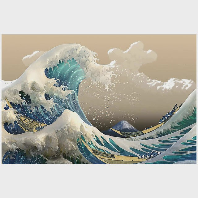 Klassieke Japanse Hokusai 'Great Wave' Canvas Poster - Tijdloze Kunst aan de Muur