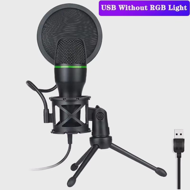 Professionele USB Condensator Microfoon voor PC, Laptop, Gaming, Streaming & Podcast - Met RGB Verlichting