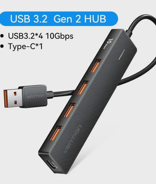 Vention 4-Poorts USB 3.2 Gen 2 Hub (10Gbps) - Compacte Adapter voor Laptop & PC