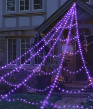 Grote Halloween Spider Web Verlichting met 250 LED's en Gigantische Spin - 5 Meter