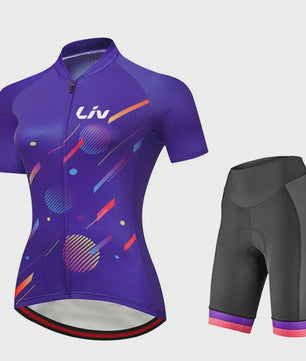 LIV Dames Fietsset Zomer - Korte Mouwen Jersey & Bibshort - Sneldrogend