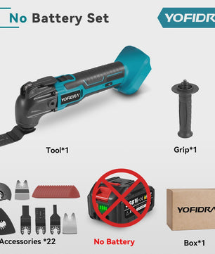 YOFIDRA Snoerloze Multitool met 6 Versnellingen - Zagen, Schuren & Polijsten (Makita 18-21V Batterij)