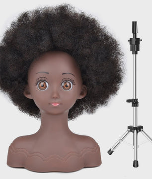 Professionele Pruikenkop met Afro Haar - Trainingshoofd voor Haarstylisten en Vlechters