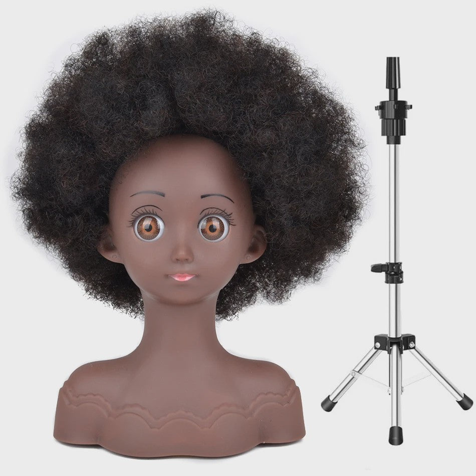 Professionele Pruikenkop met Afro Haar - Trainingshoofd voor Haarstylisten en Vlechters