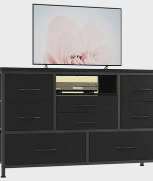 Industriële TV Meubel met 8 Lades, USB Laadstation & EU Stopcontacten - Sfeervolle Woonkamer Opbergkast