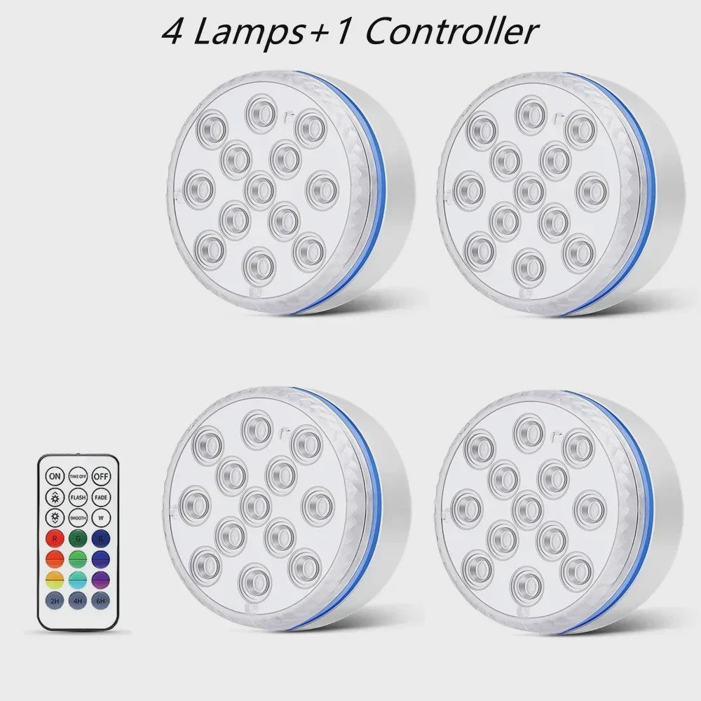 Waterdichte Onderwater LED Lamp met Afstandsbediening - 13 LEDs, RGB Kleuren, IP68