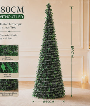 Opvouwbare Kunstkerstboom met LED-verlichting - 150cm of 180cm - Ruimtebesparend & Sfeervol
