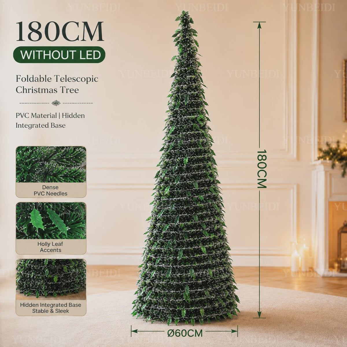 Opvouwbare Kunstkerstboom met LED-verlichting - 150cm of 180cm - Ruimtebesparend & Sfeervol