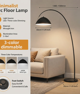 Moderne LED Boog Vloerlamp - Dimbare Stijlvolle Verlichting voor Woonkamer & Slaapkamer
