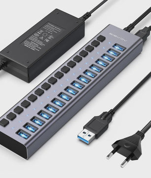 Acasis 16-Poorts USB Hub 10Gbps met Individuele Schakelaars & Snelle Data Transfer