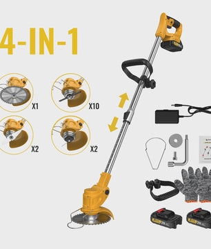 Accu Grastrimmer CONENTOOL 21V - 1500W Krachtige Bosmaaier met Telescoopsteel & 2 Batterijen
