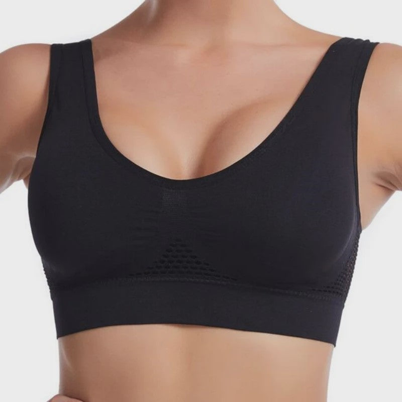 Plus Size Sportbeha met Ventilerende Mesh Inzet en Schokdemping - Zonder Beugel - S-7XL