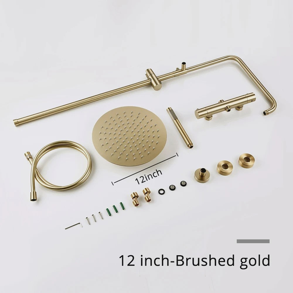 Thermostatische Douchekraan met Regendouche en Handdouche - Massief Messing