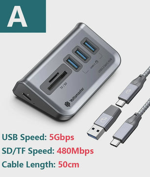 Yottamaster USB 3.2 Gen2 Docking Station Hub met 5Gbps, Multi-Poort SD Kaartlezer & Type-C